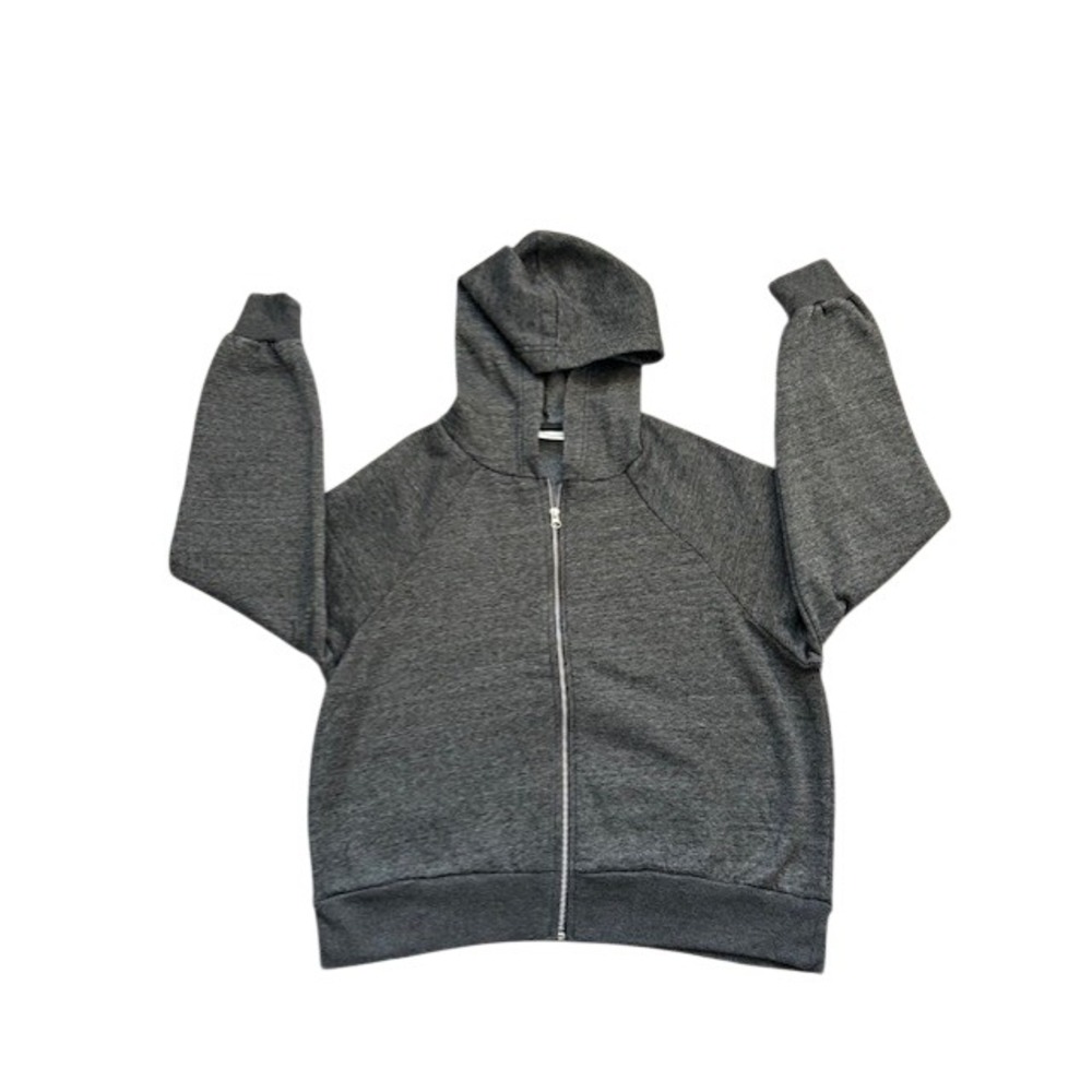 House of‎ Mae Womens Full Zip Hoodie Charcoal Gray Heather Raglan Large NEW